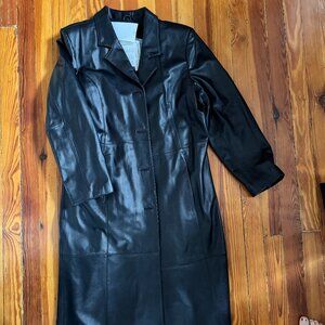 Vintage Centrigrade Black Leather Trench Coat NWT size Large